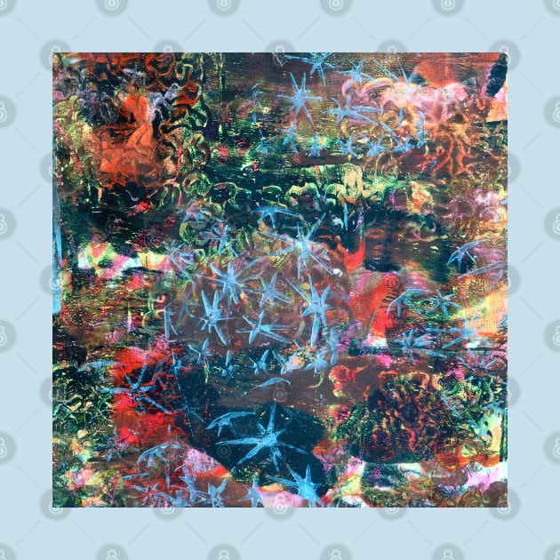 Starfish Reef - Abstract Acrylic Monoprint by Heatherian