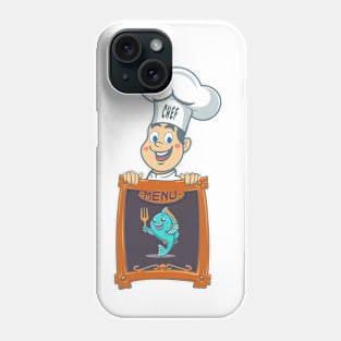 chef holding menu board Phone Case