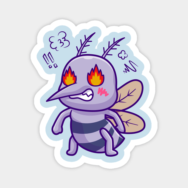 Cute Mosquito Angry Cartoon Magnet by Catalyst Labs