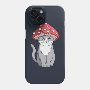 Cute Cat With Mushroom Hat Cottagecore Aesthetic Cat Kawaii Phone Case