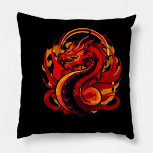 "Celestial Guardian: Year of the Dragon Ukiyo-e" - Chinese Zodiac Dragon Pillow