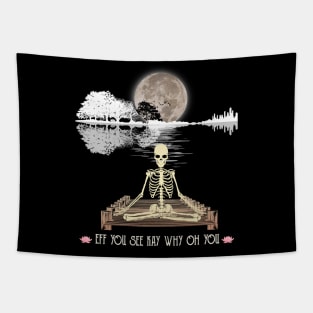 Eff You See Kay Why Oh You Funny Guitar Tree Skeleton Yoga Lover Tapestry