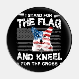 Corgi Dog Stand For The Flag Kneel For Fallen Pin