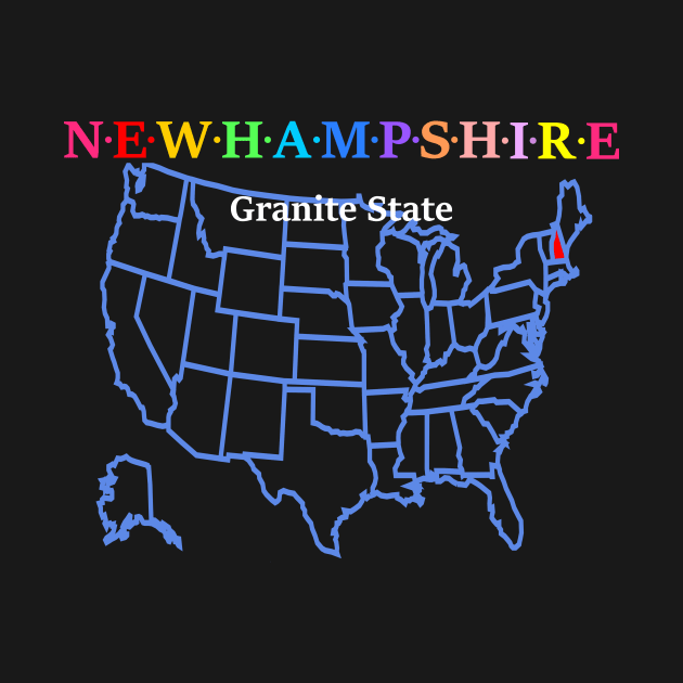 New Hampshire, USA. Granit State. With Map. by Koolstudio