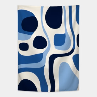 Blue Indigo Abstract Shapes Tapestry