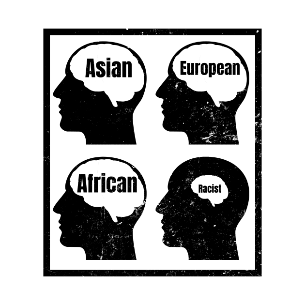 Anti Racism Shirt | Asian European African Brain Gift by Gawkclothing