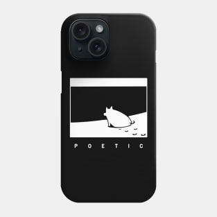 Poetic mood, a pig on the beach in white ink Phone Case