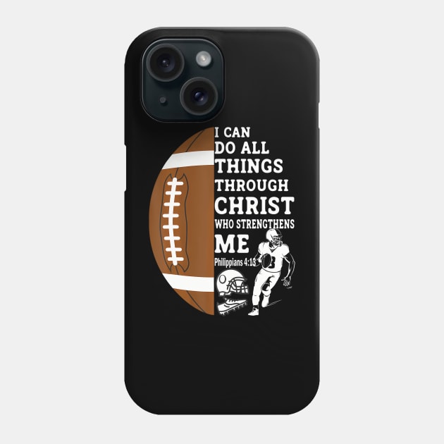 Motivational Bible Verse Christian Gifts Football Phone Case by mccloysitarh