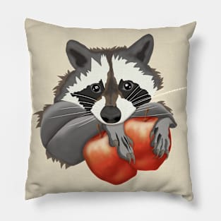 Cute raccoon with apples Pillow