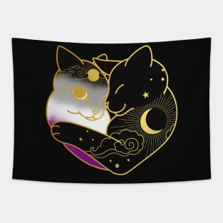 Asexual Celestial Cat Heart Tapestry