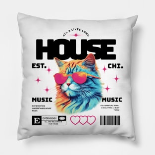 HOUSE MUSIC  - Cool Cat In Shades (black/Pink) Pillow