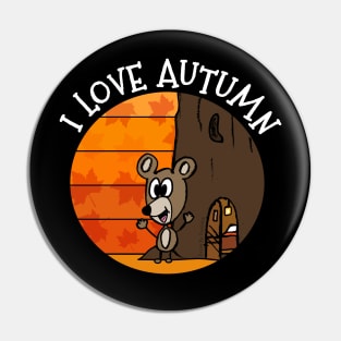 I Love Autumn Mouse Fall Wildlife Pin