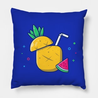 Pineapple Juice And Watermelon Cartoon Pillow