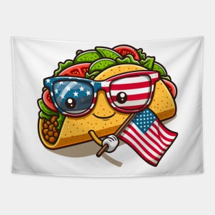 Tacos holding an American flag design Tapestry