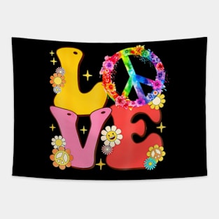 PEACE SIGN LOVE T Shirt 60s 70s Tie Dye Hippie Costume Tapestry