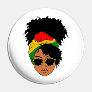 Afro Woman Headscarf Nubian Melanin Popping Black History Pin