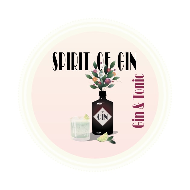 Pink Gin & Tonic Cocktail Illustration | For Gin Lovers by Space Sense Design Studio