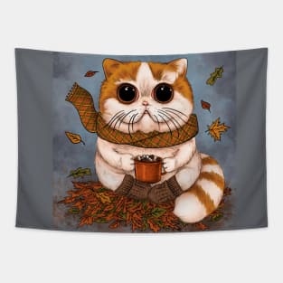 Сute autumn cat Tapestry