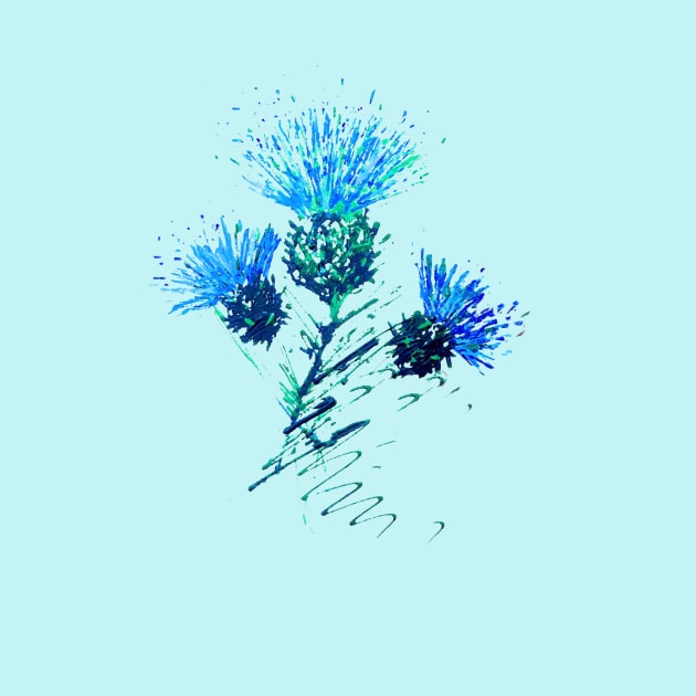 Scottish thistles in blue by Amazingraceart