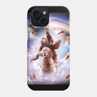 Laser Eyes Space Cat Riding Sloth, Dog - Rainbow Phone Case