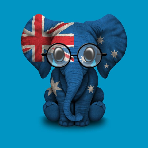 Baby Elephant with Glasses and Australian Flag by jeffbartels