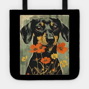 Dachshund Flowers Photo Art Design For Dog Onwer Tote