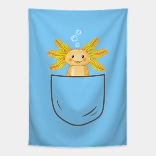 Yellow Axolotl In Pocket Tapestry