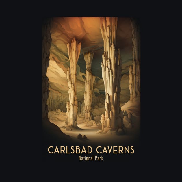 Carlsbad Caverns National Park Vintage Travel  Poster by GreenMary Design