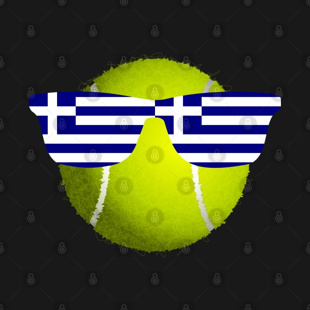 Tennis Ball With Greece Sunglasses by Boo Face Designs