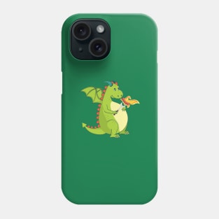 Green dragon with grilled sausage Phone Case