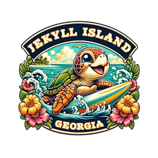 Jekyll Island Georgia Cute Sea Turtle Surfing T-Shirt