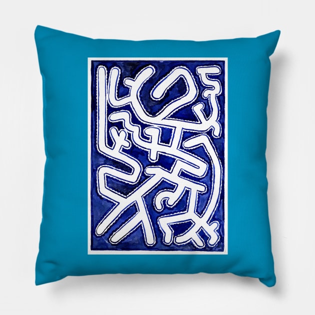 Blue Maze Pillow by House of Harley