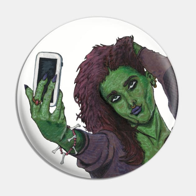 Goblin Cell Phone Instagram Selfie Pin by Helms Art Creations