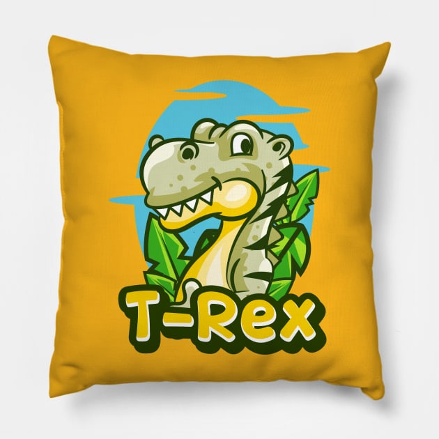 T-Rex Cute Dino Pillow by Harrisaputra