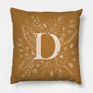 Botanical Letter D (Mustard Yellow) Pillow