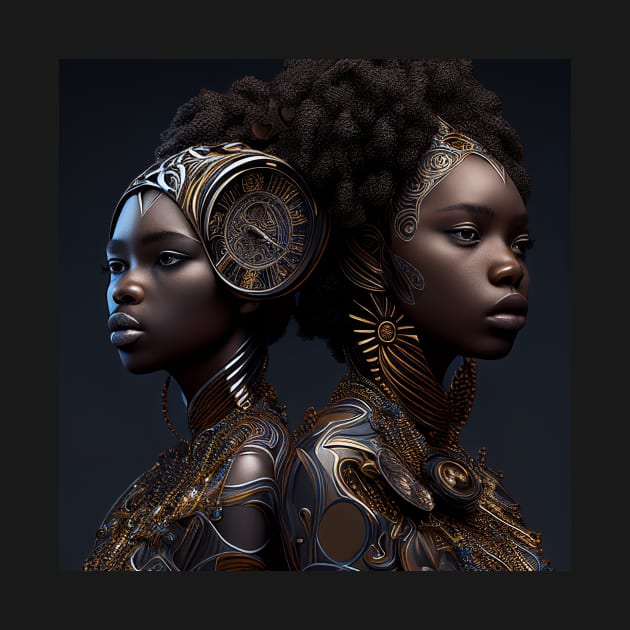 Afro Futuristic Zodiac-Gemini by solomonabrams