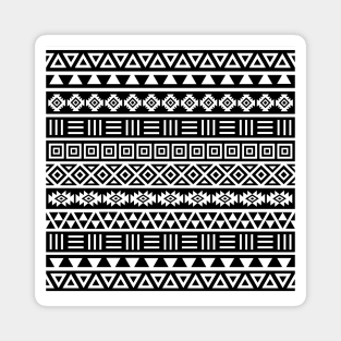 Aztec Influence Pattern White on Black Magnet