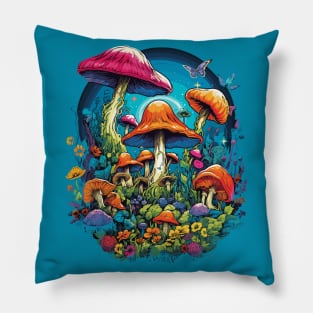 Cottagecore Aesthetic Mushrooms And Plants Pillow