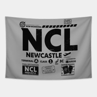 Vintage Newcastle NCL Airport Code Travel Day Retro Travel Tag UK A Tapestry