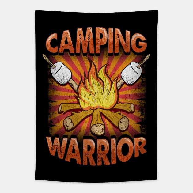 Camping Warrior Camp Fire Camper Outdoors Tapestry by E