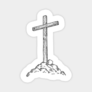 Wooden cross on a hill Magnet