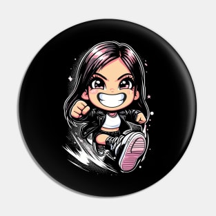 Cute Girl Running Pin