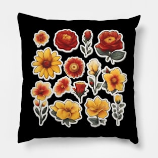 yellow and red flowers Pillow