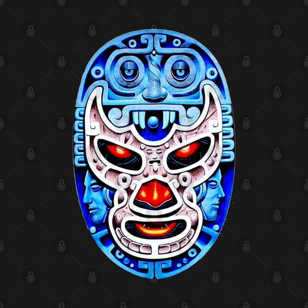 Feel-Ink Blue Demon Lucha Libre Wrestler Aztec Design by FeelInksense