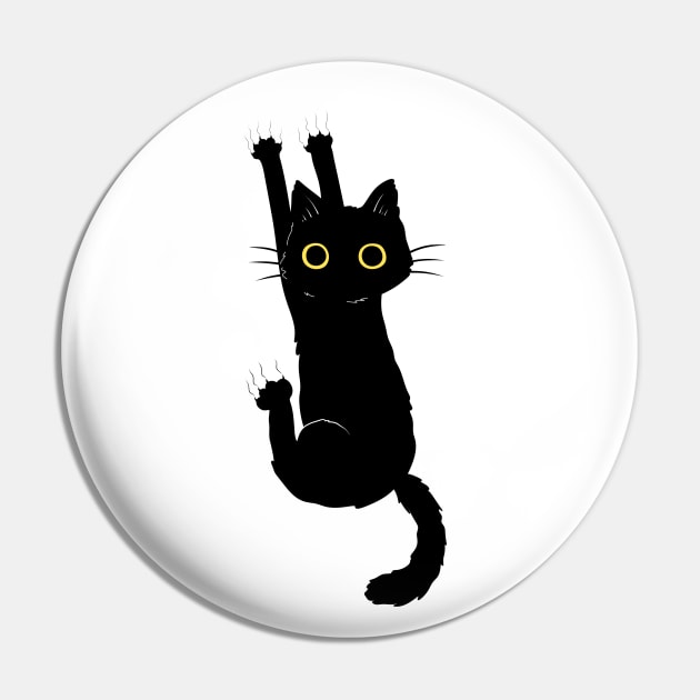 Black Cat Holding On Pin by themadesigns