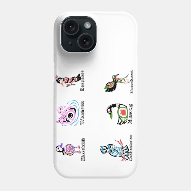 Ojibwe flying Mammals 01 Phone Case by KendraHowland.Art.Scroll