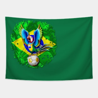 Brazil Macaw with Football / Soccer Ball Tapestry