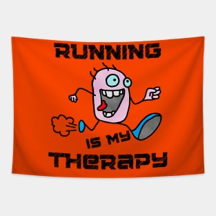 Running is my Therapy (Cartoon Art) Tapestry