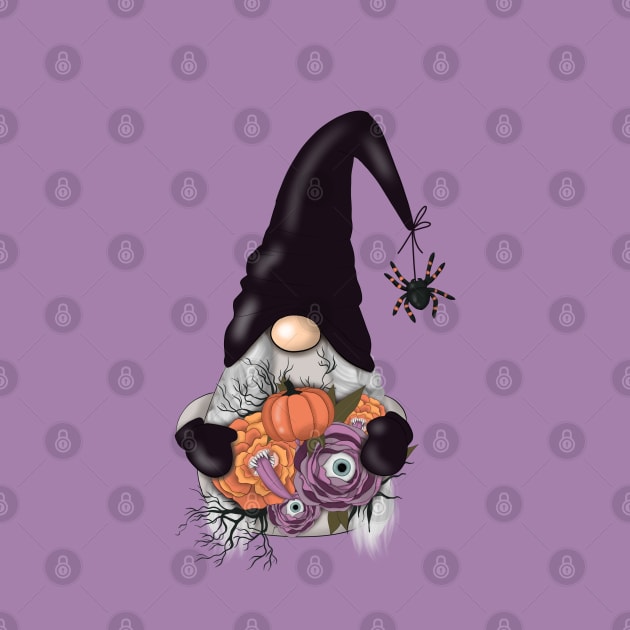 Halloween - Gnome , Pumpkin ,Flowers and Spider by Cool Abstract Design