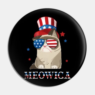 Cat 4th of July T shirt Meowica Merica Men USA American Flag Tank Top Pin